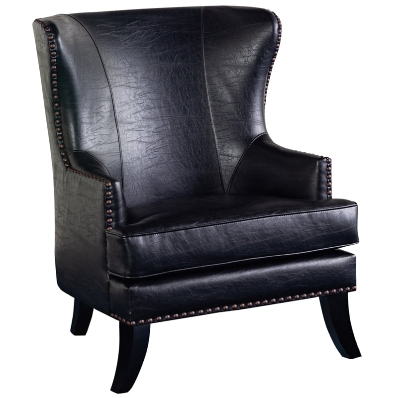 Porter Designs Grant Wingback Crackle Leather Accent Chair with