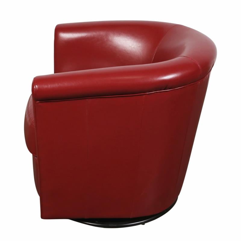 Porter Designs Marvel Contemporary Leather-Look Swivel Accent Chair - Red