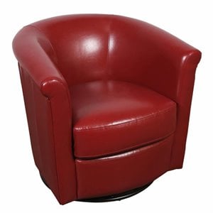 Porter Designs Marvel Contemporary Leather-Look Swivel Accent Chair - Red