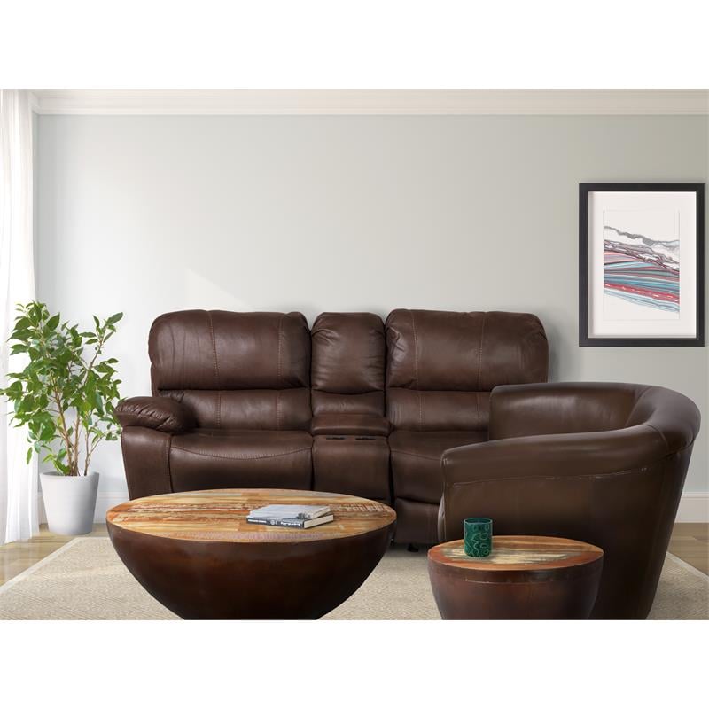 Porter Designs Marvel Contemporary Leather-Look Swivel Accent Chair - Chocolate