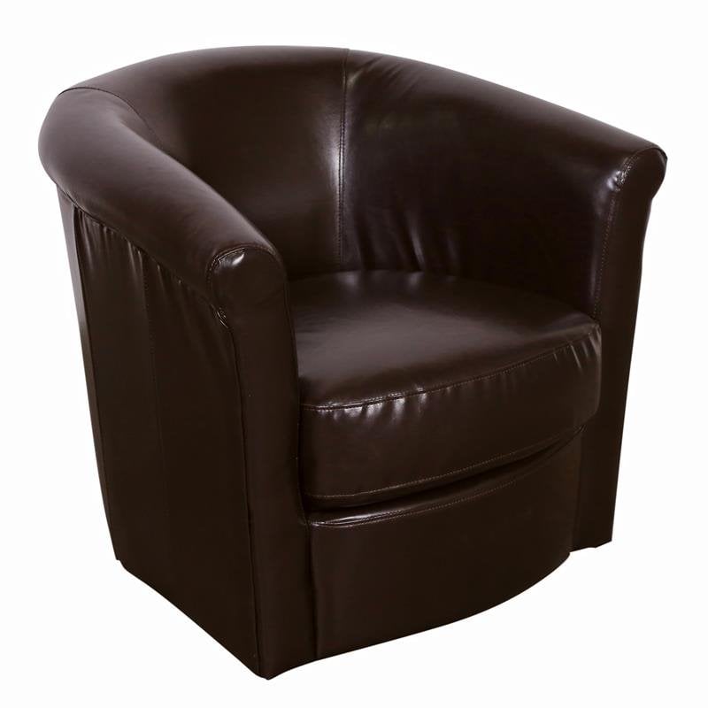 Porter Designs Marvel Contemporary Leather-Look Swivel Accent Chair - Chocolate