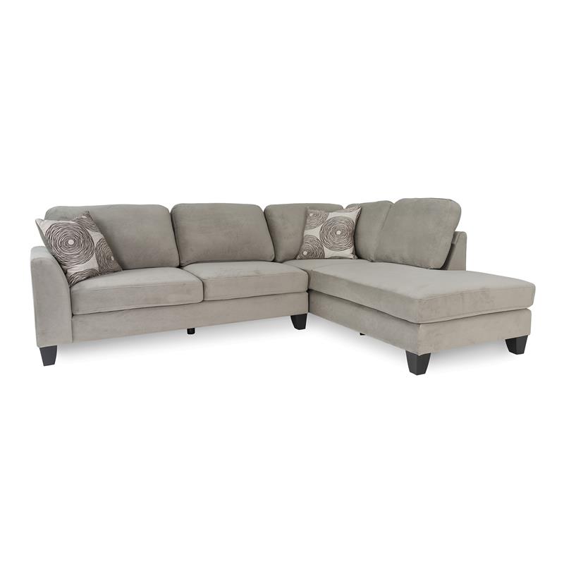 Porter Designs Malibu Soft Microfiber 2 Piece Sectional w/Ottoman in Dove Gray