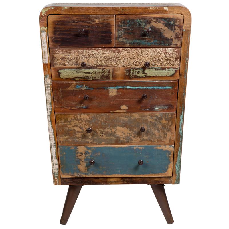 Route 66 Reclaimed Wood Tall Chest Of Drawers Multicolored 04