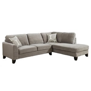 Porter Designs Malibu Soft Microfiber 2 Piece Sectional in Dove Gray