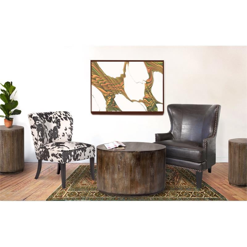 Drum Gray Wash Mango Wood Round End Table.