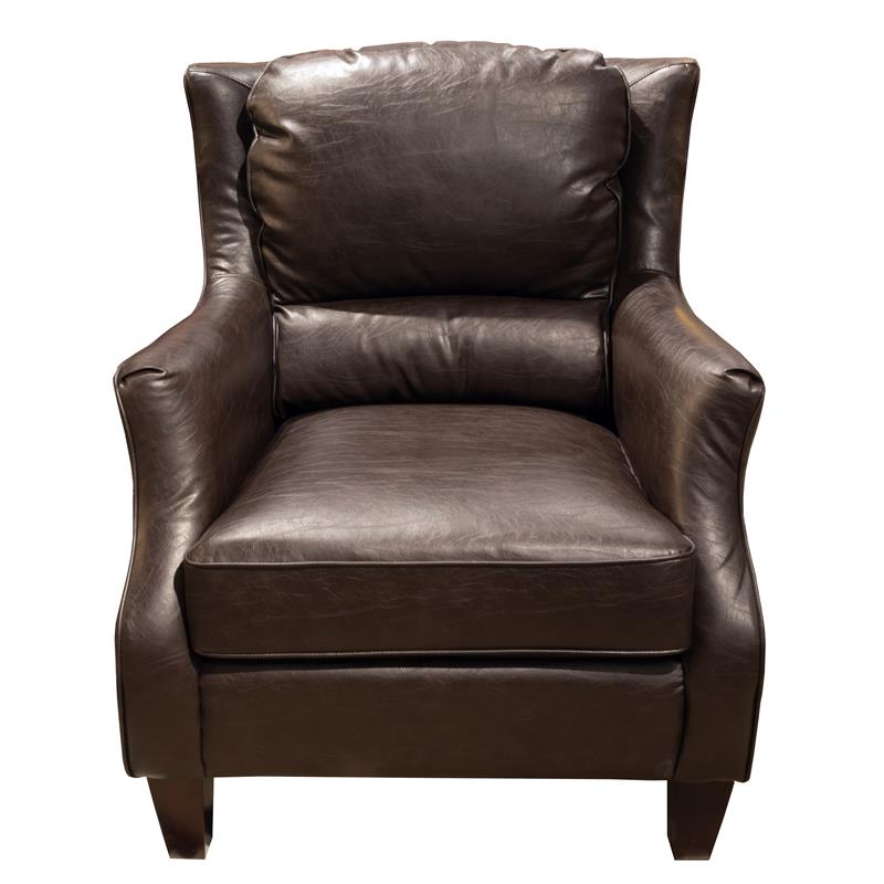 Porter Designs Garnett Crackle Leather Club Accent Chair - Espresso Brown