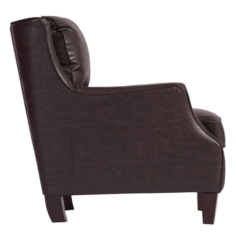 Porter Designs Garnett Crackle Leather Club Accent Chair - Espresso Brown
