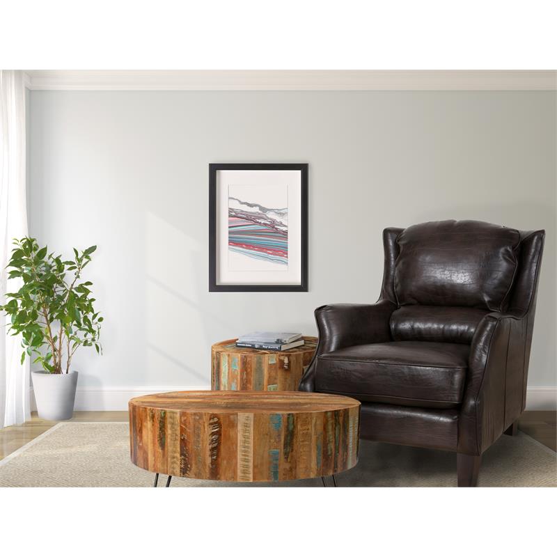 Porter Designs Garnett Crackle Leather Club Accent Chair - Espresso Brown