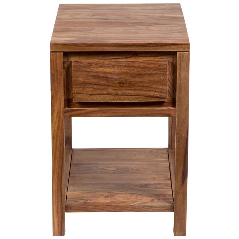 Urban Mid-Century Modern Sheesham Wood End Table With Drawer - Natural.