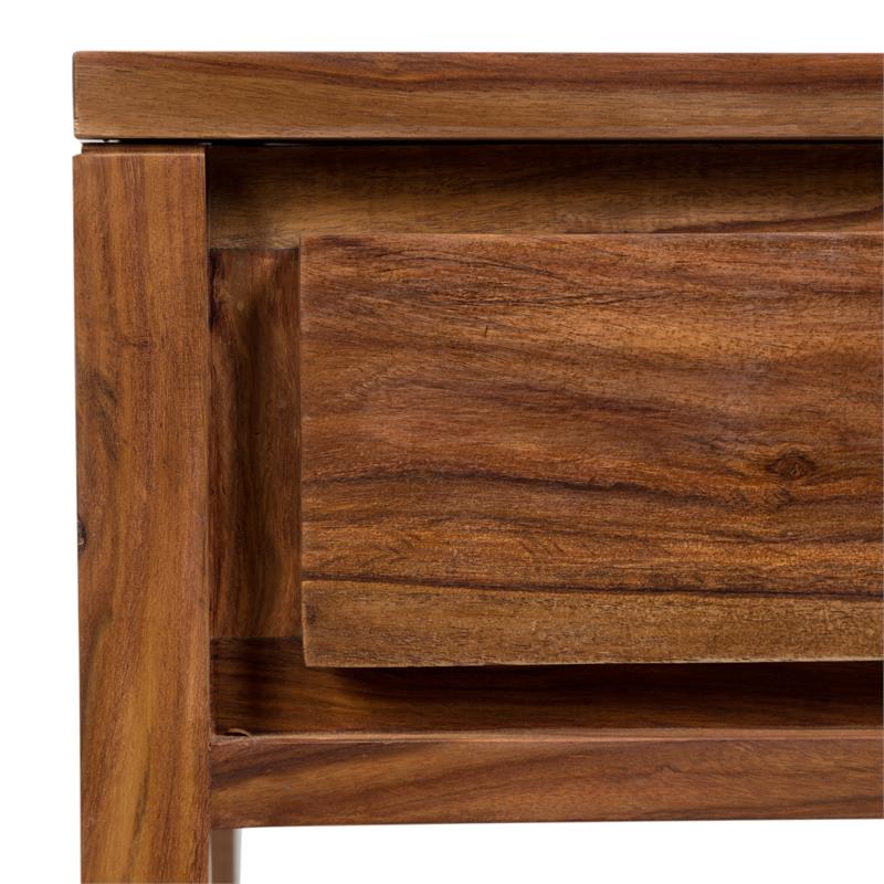 Urban Mid-Century Modern Sheesham Wood End Table With Drawer - Natural.