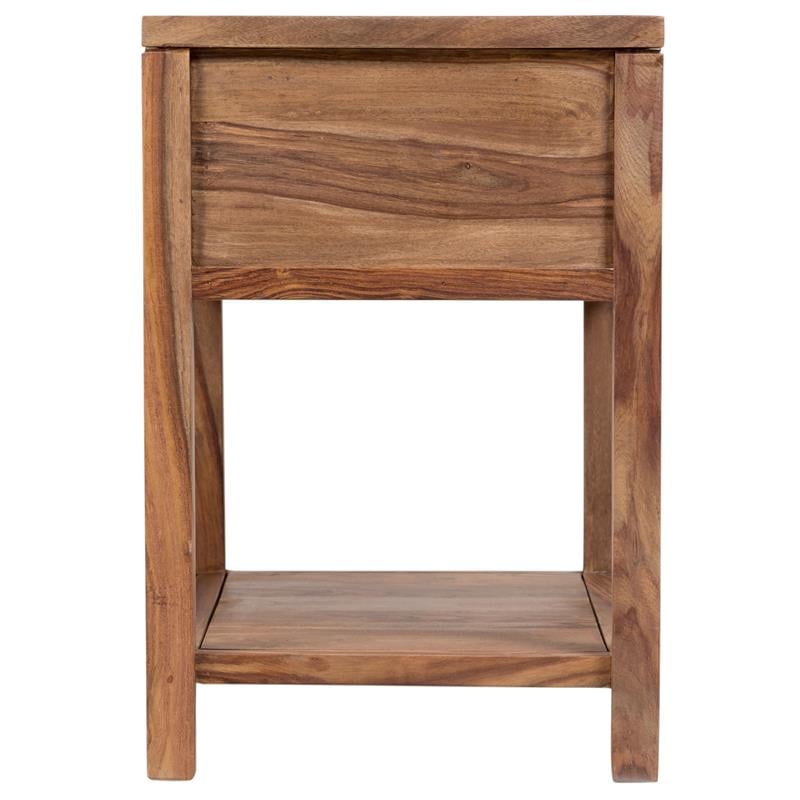 Urban Mid-Century Modern Sheesham Wood End Table With Drawer - Natural.