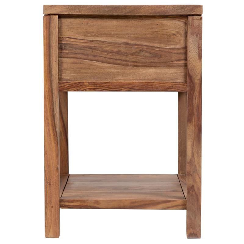 Urban Mid-Century Modern Sheesham Wood End Table With Drawer - Natural.