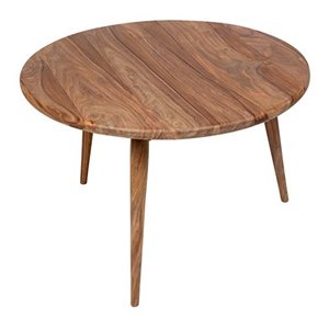 porter designs urban mid-century round wood coffee table in natural brown