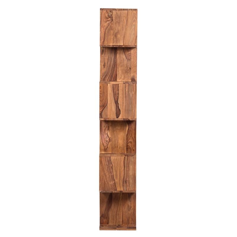 Porter Designs Modern 6-Shelf Stacked Wood Bookcase in Natural Brown.