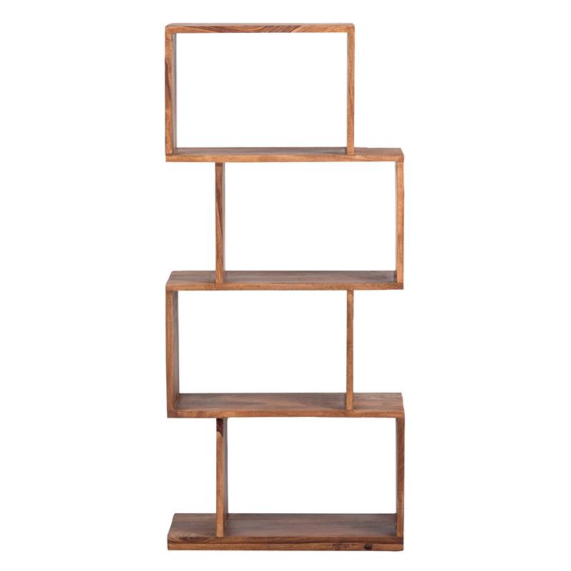 Porter Designs Urban Modern 4 Shelf Stacked Wood Bookcase in Natural Brown.