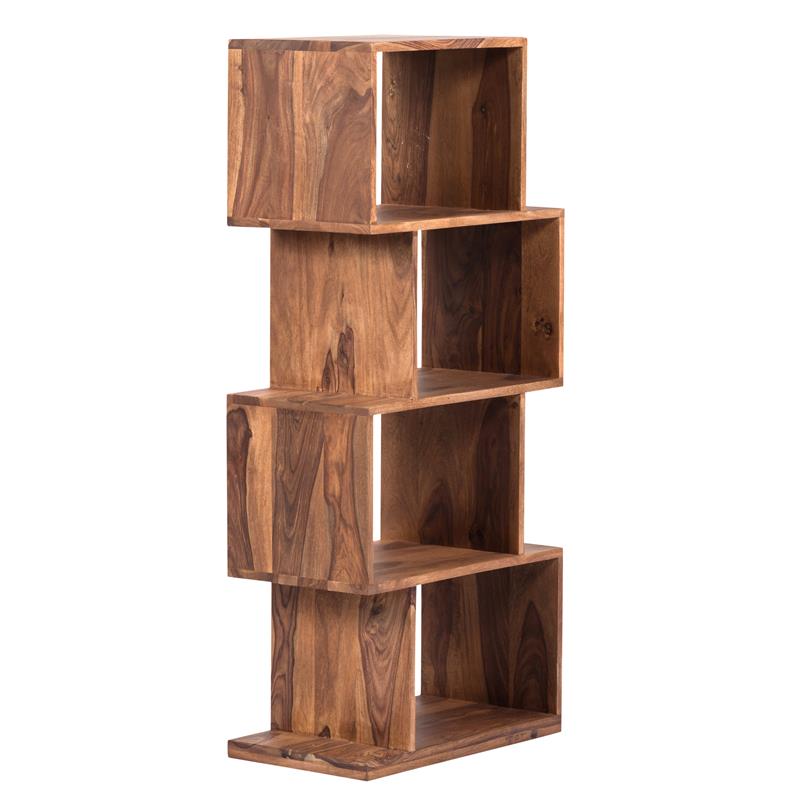 Porter Designs Urban Modern 4 Shelf Stacked Wood Bookcase in Natural Brown.