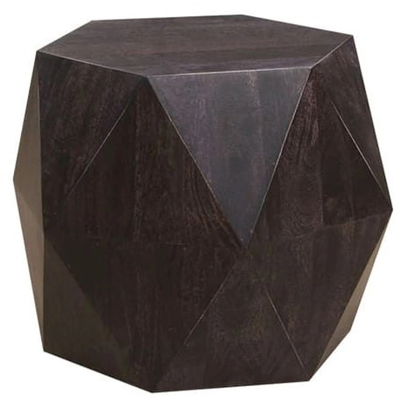 Porter Designs Prism Noir Solid Wood Geometric End Table in Black Stain