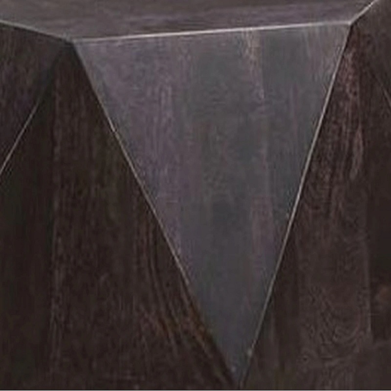 Porter Designs Prism Noir Solid Wood Geometric End Table in Black Stain