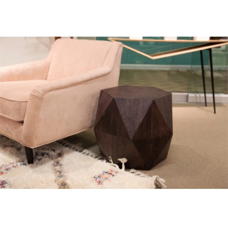 Porter Designs Prism Noir Solid Wood Geometric End Table in Black Stain