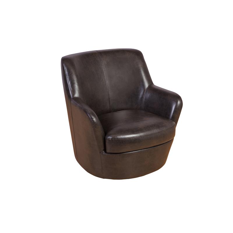 Hayes Leather Look Swivel Accent Chair Brown Cymax Business