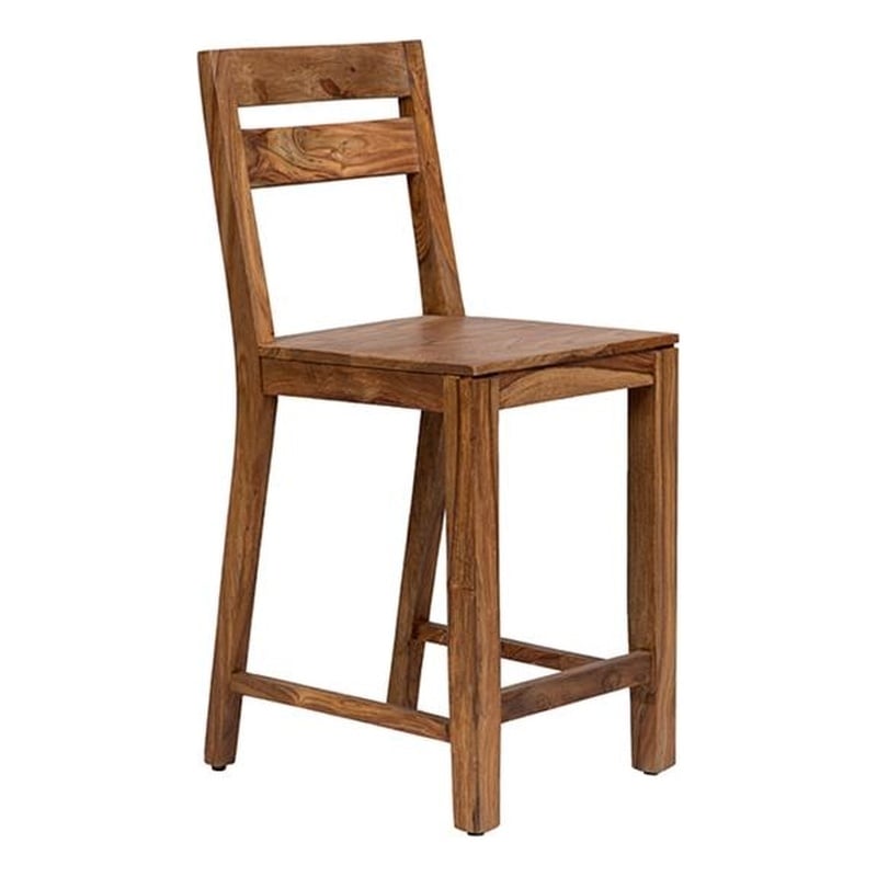 Urban Mid-Century Modern Sheesham Counter Height Chair in Brown (Set of 2)