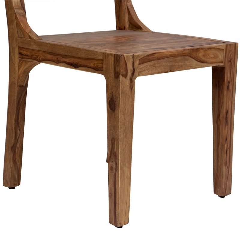 Urban Mid-Century Modern Sheesham Wood Dining Chair in Natural (Set of 2)