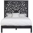 Bali Hand Carved Floral Queen Bed - Black