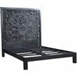 Bali Hand Carved Floral Queen Bed - Black