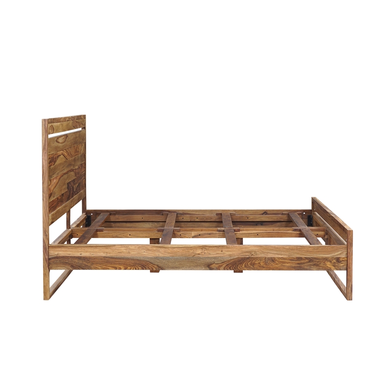 Urban Mid-Century Modern Sheesham Wood Queen Bed.