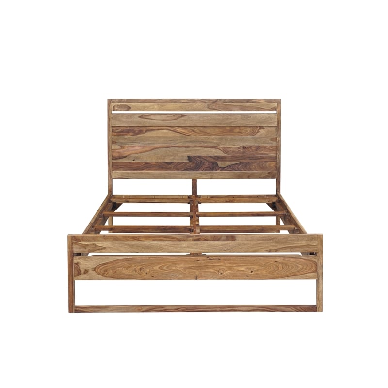 Urban Mid-Century Modern Sheesham Wood Queen Bed.