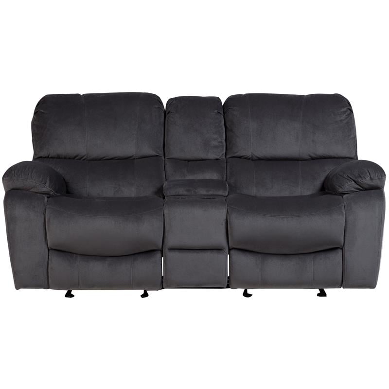 Ramsey Transitional Reclining Gliding Console Loveseat - Steel Blue