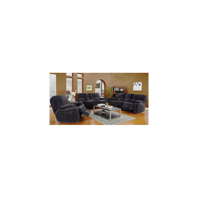 Ramsey Transitional Reclining Gliding Console Loveseat - Steel Blue