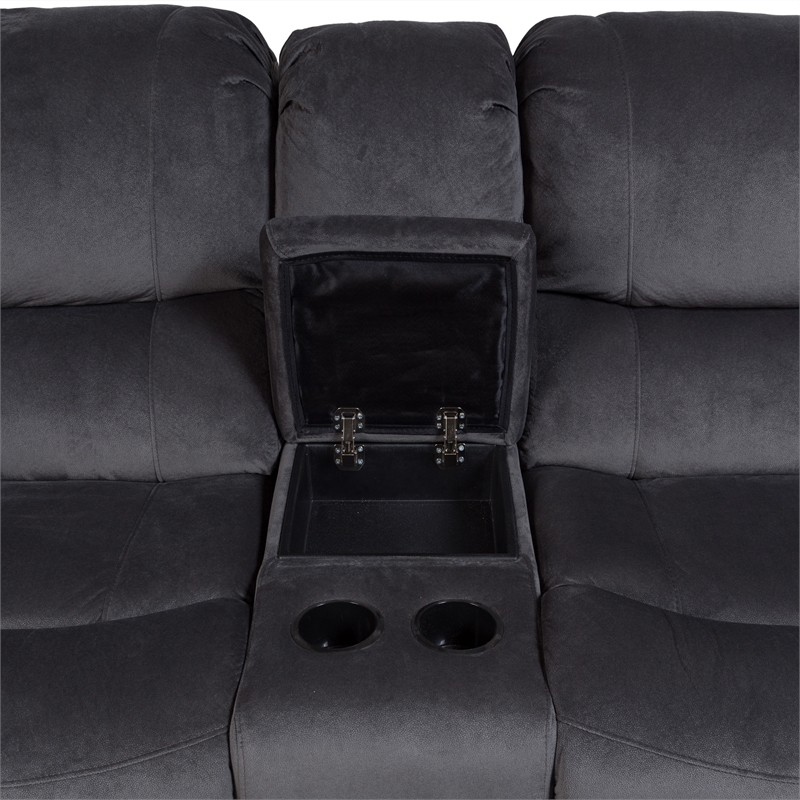 Ramsey Transitional Reclining Gliding Console Loveseat - Steel Blue