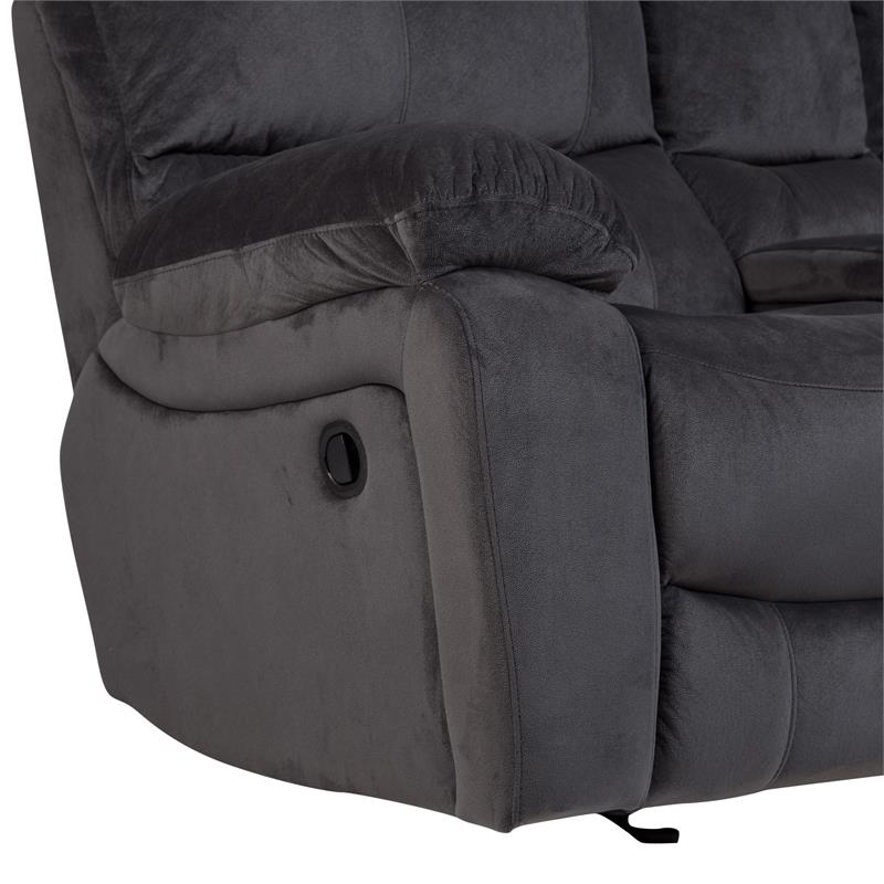 Ramsey Transitional Reclining Gliding Console Loveseat - Steel Blue
