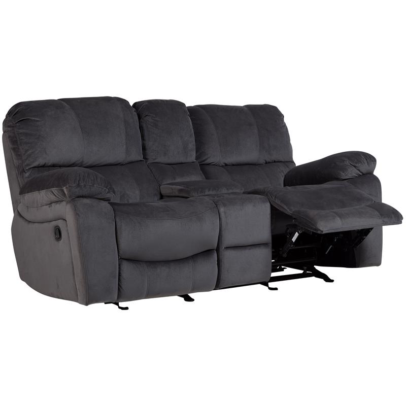 Ramsey Transitional Reclining Gliding Console Loveseat - Steel Blue