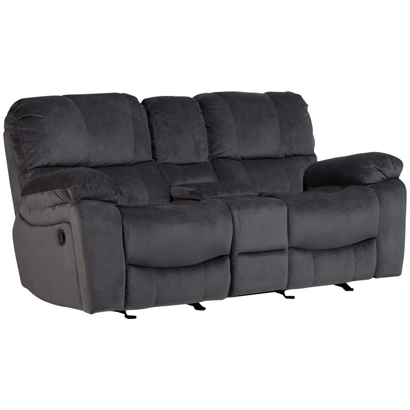 Ramsey Transitional Reclining Gliding Console Loveseat - Steel Blue