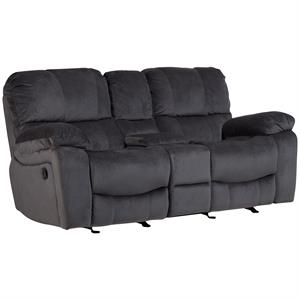 ramsey transitional reclining gliding console loveseat - steel blue
