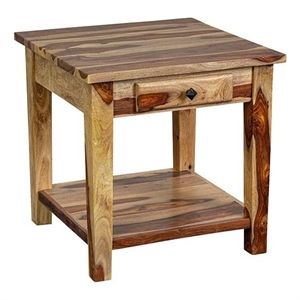 Porter Designs End Table Nightstand Bedside Square in Wood - Brown