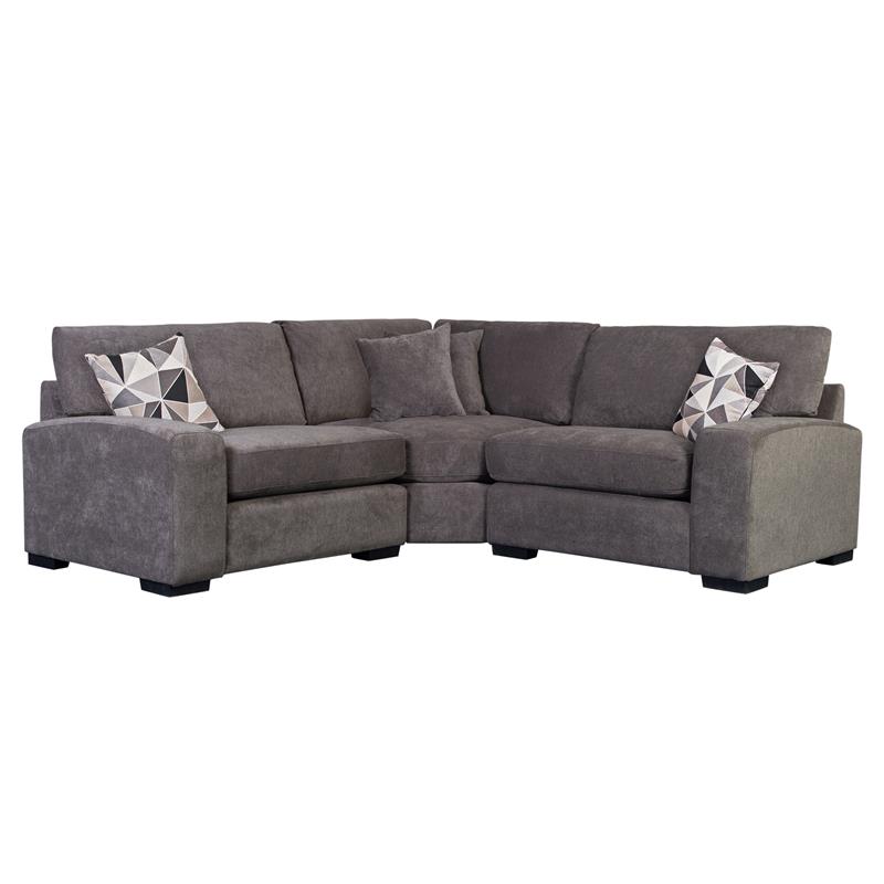 Porter Designs Clayton Soft Microfiber 3 Piece Sectional in Charcoal Gray