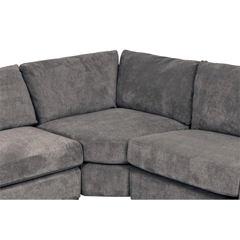 Porter Designs Clayton Soft Microfiber 3 Piece Sectional in Charcoal Gray