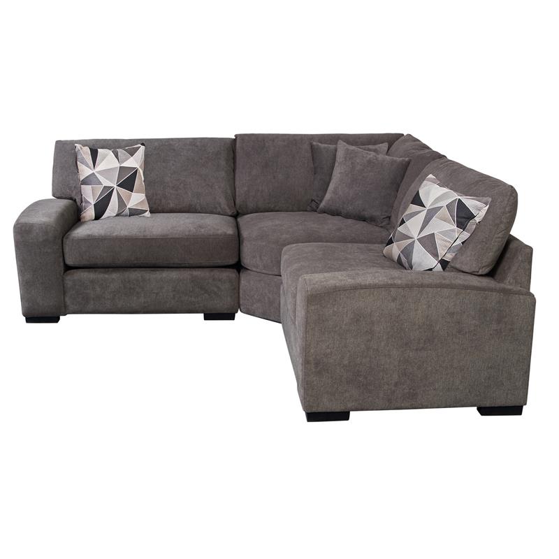 Porter Designs Clayton Soft Microfiber 3 Piece Sectional in Charcoal Gray