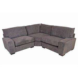Porter Designs Clayton Soft Microfiber 3 Piece Sectional in Charcoal Gray