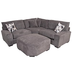 clayton soft microfiber 3 piece sectional with ottoman - charcoal gray