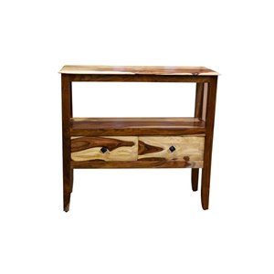 sheesham wood accent 2 drawer console table