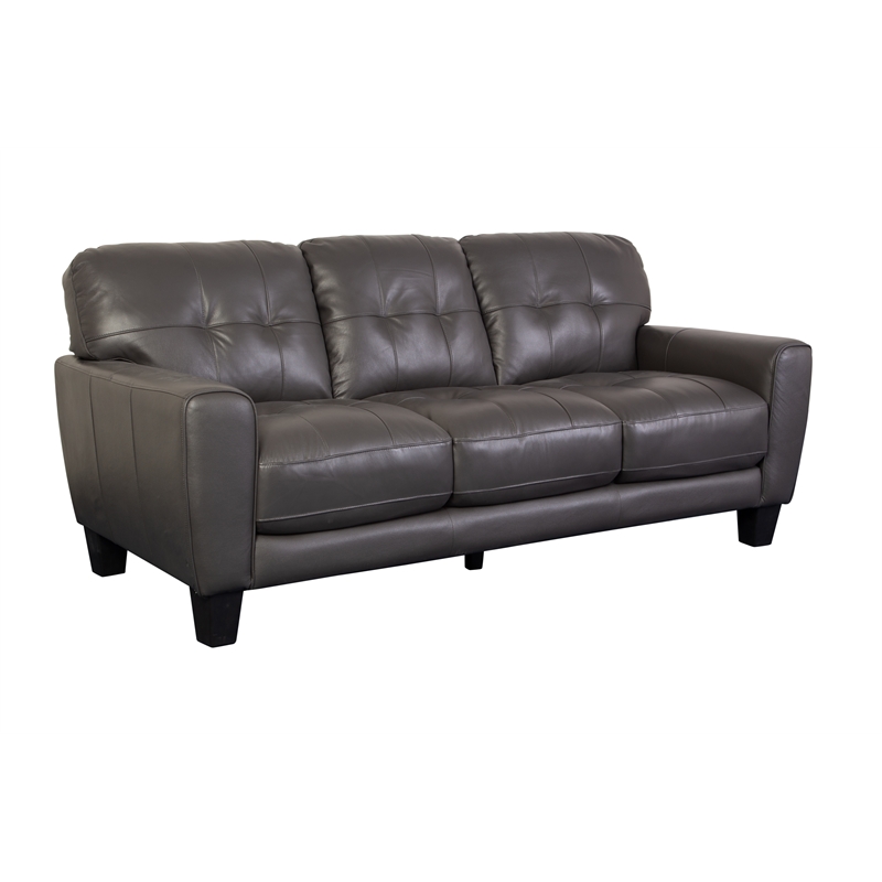 Penner Top Grain Leather Sofa Gray Cymax Business