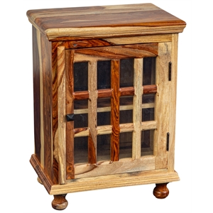 porter designs taos solid sheesham wood 12 pane glass cabinet or bedside table