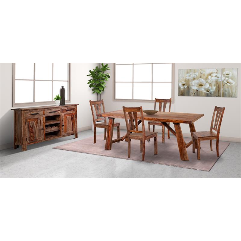 Porter Designs Kalispell Solid Sheesham Wood Dining Table in Harvest