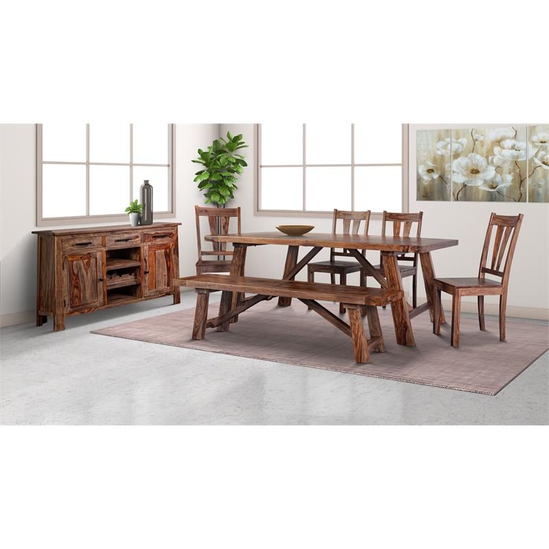 Porter Designs Kalispell Solid Sheesham Wood Dining Table in Harvest