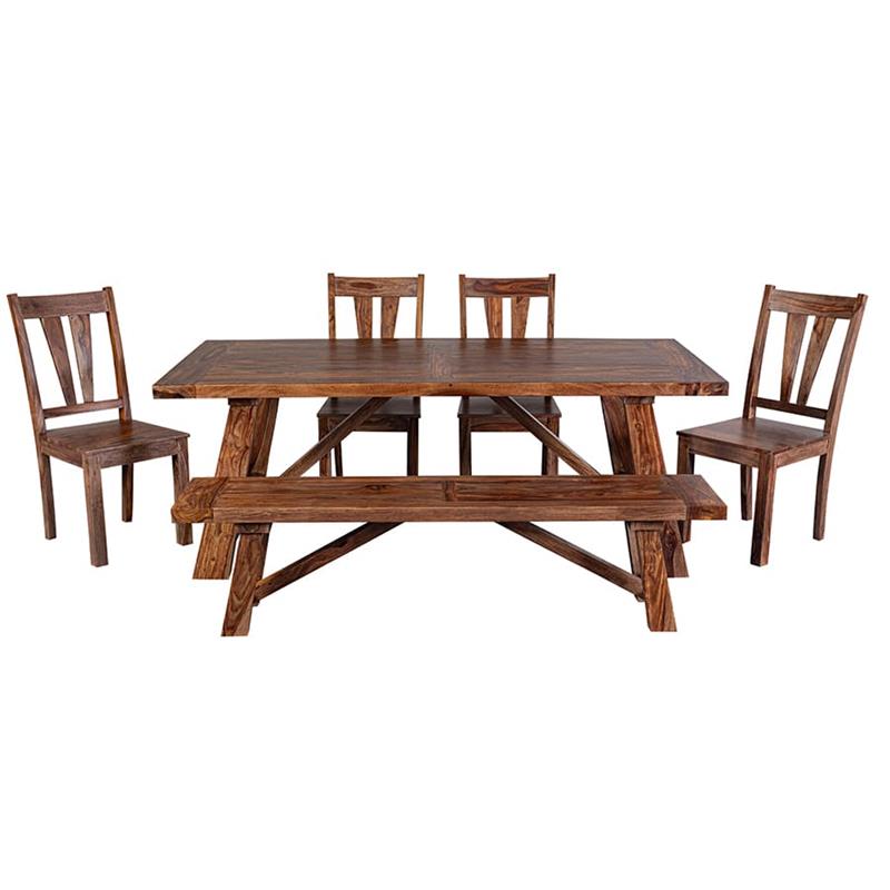 Porter Designs Kalispell Solid Sheesham Wood Dining Table in Harvest