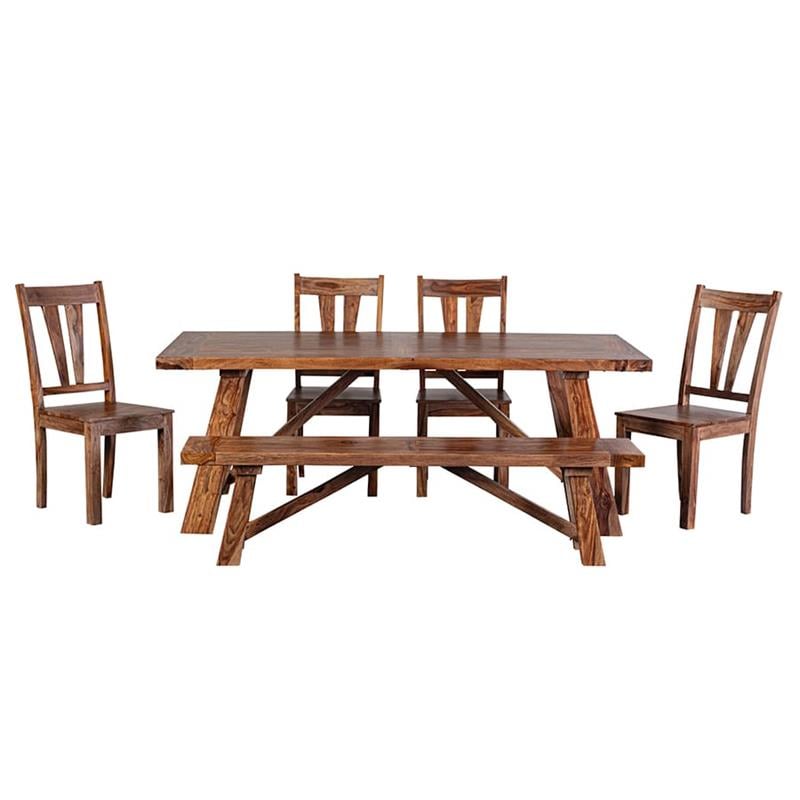 Porter Designs Kalispell Solid Sheesham Wood Dining Table in Harvest